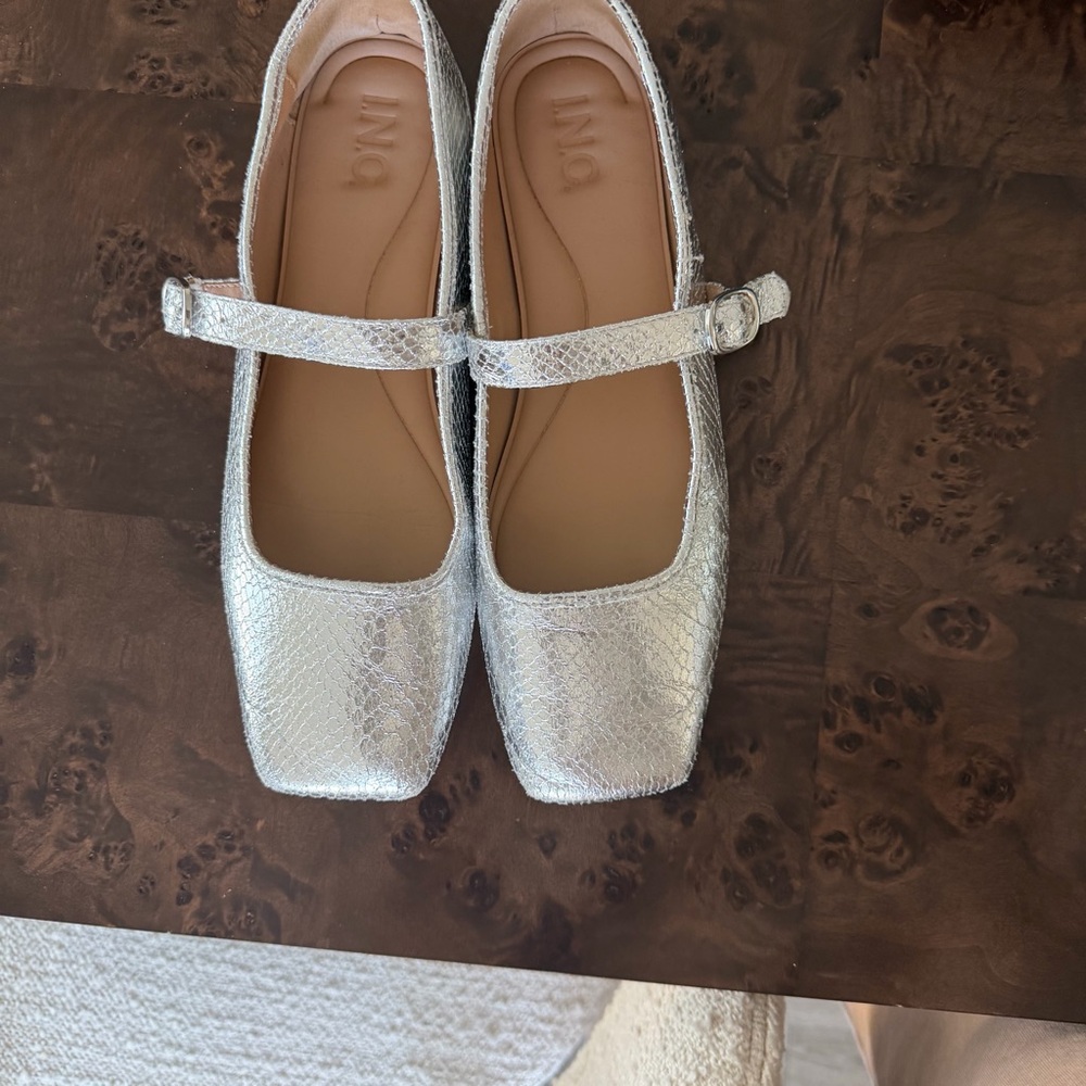 INC International Concepts Silver Mary Jane Flats